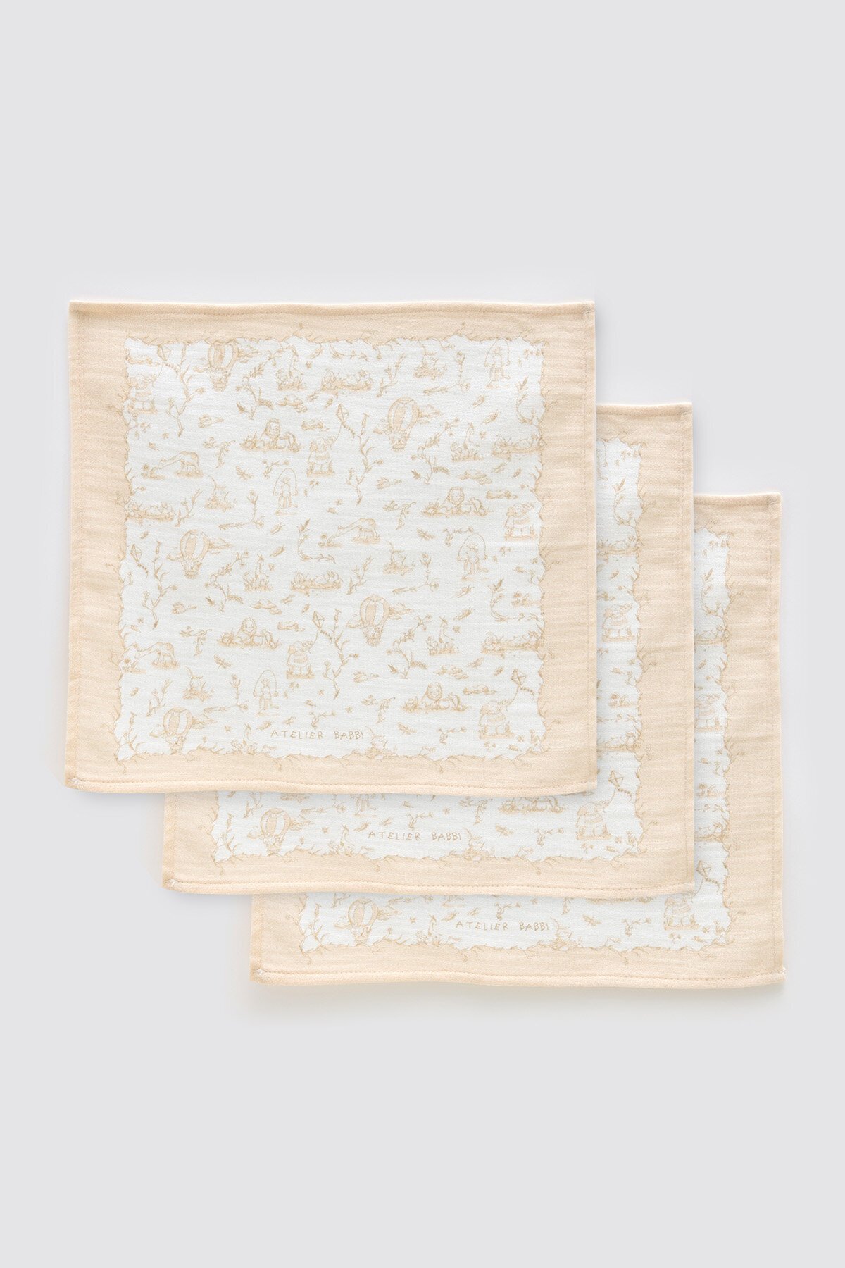 3Lü Ağız Bezi Seti - Toile De Jouy / Bej