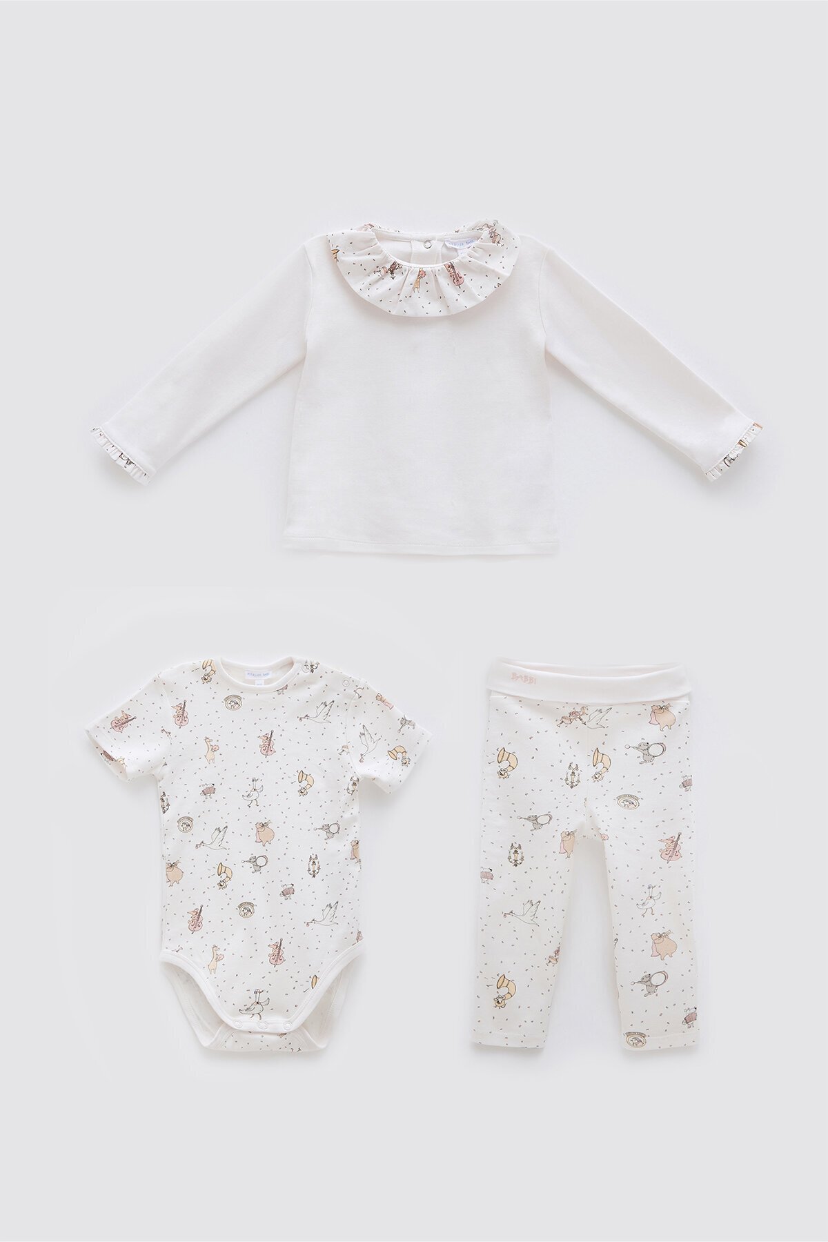 3Lü Body & Pantolon & T-Shirt Seti - Theatre / Pembe