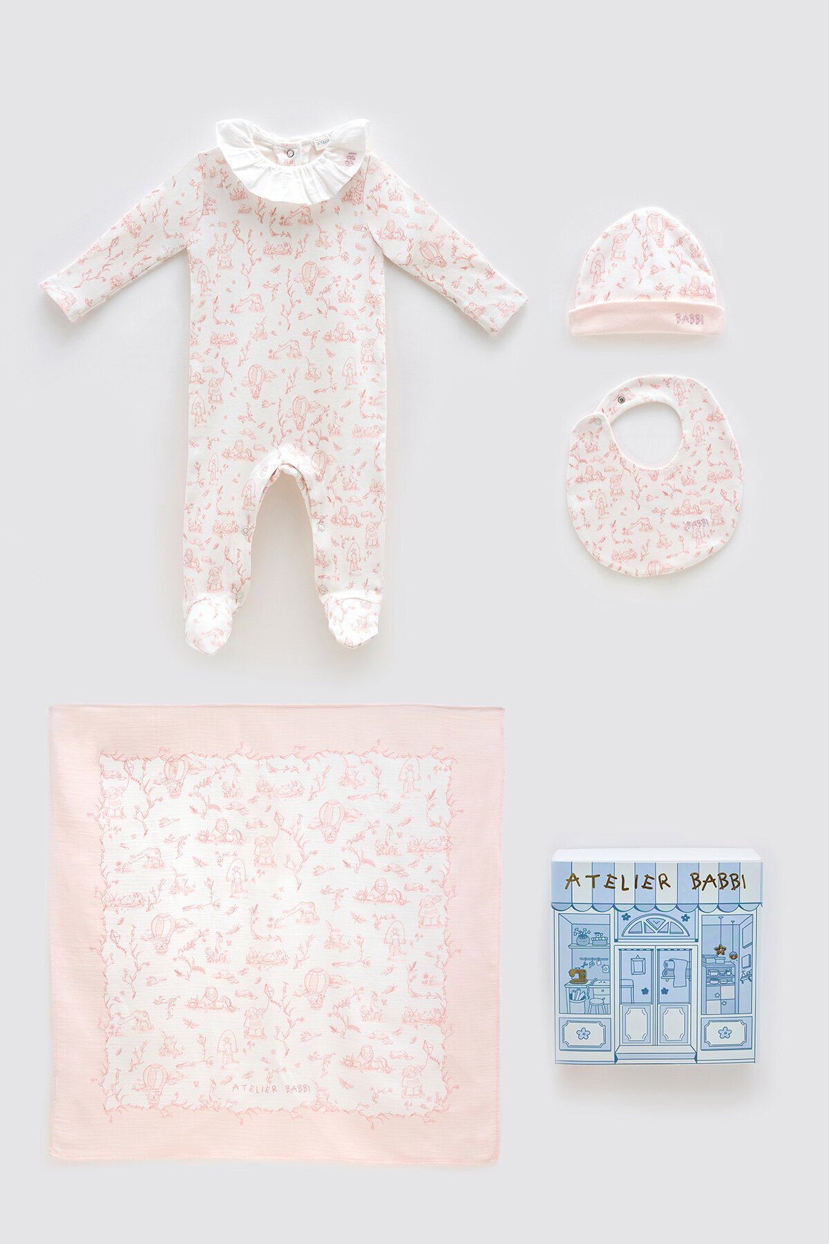 4Lü Yenidoğan Seti - Toile De Jouy / Pembe
