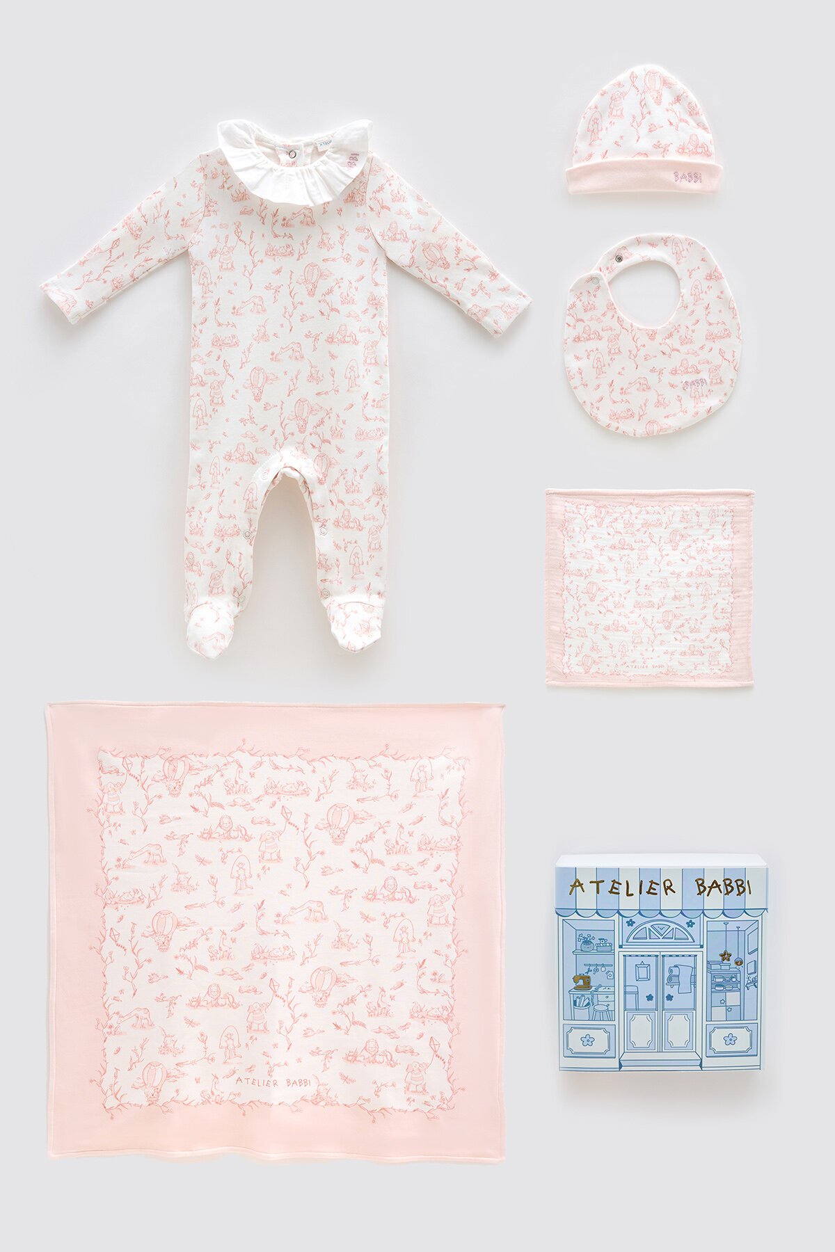 5Li Yenidoğan Seti - Toile De Jouy / Pembe