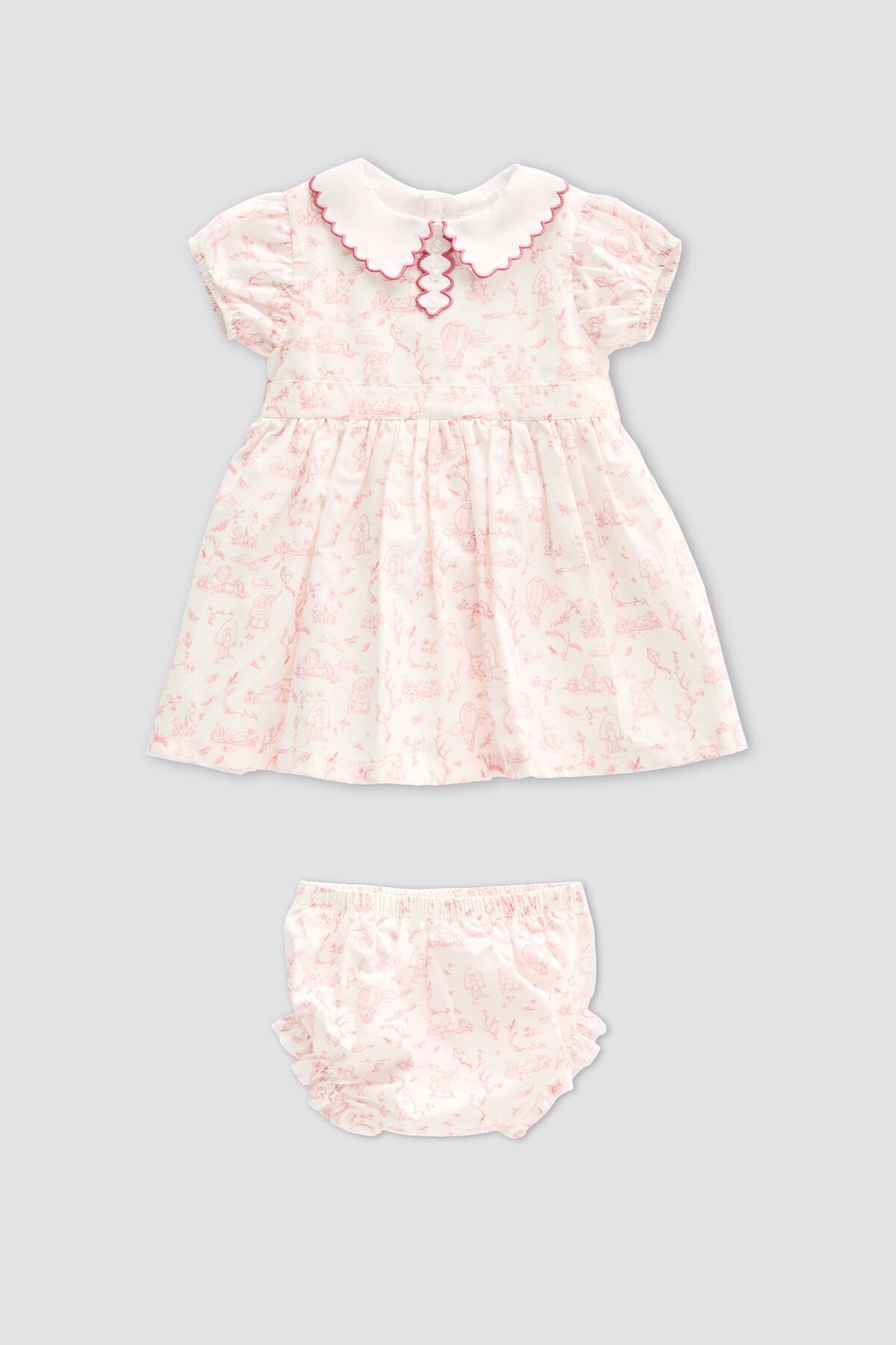 Kız Bebek Elbisesi - Toile De Jouy / Pembe