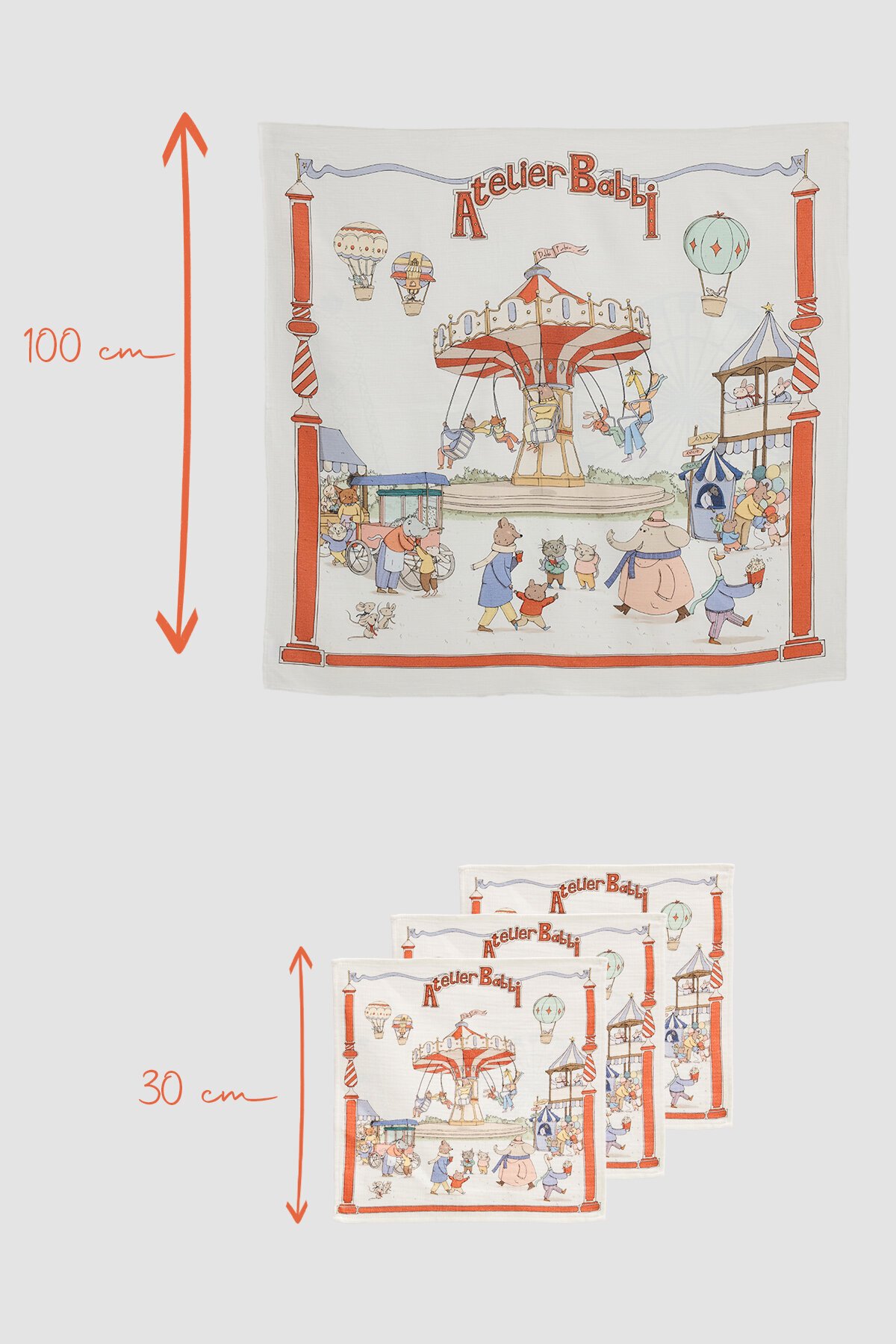 Müslin Bebek Örtüsü Ve 3’Lü Ağız Bezi Seti - Funfair