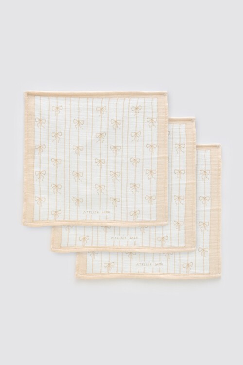 3'Lü Ağız Bezi Seti - Kurdele / Bej