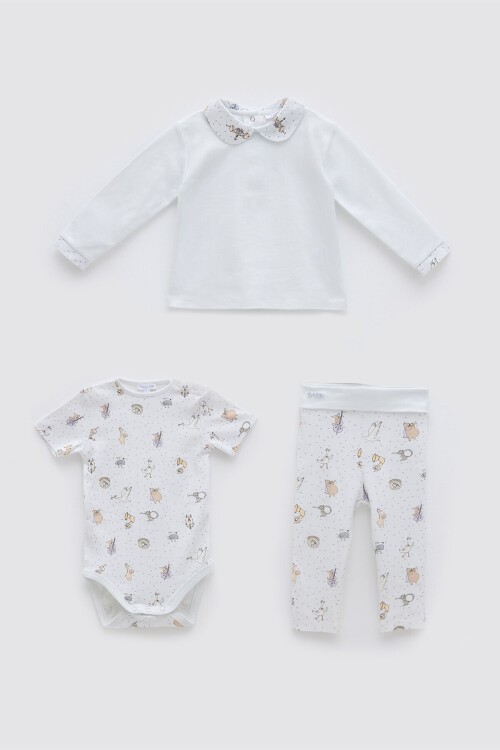 3'Lü Body & Pantolon & T-Shirt Seti - Theatre / Mavi