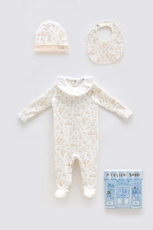 3'Lü Yenidoğan Seti - Toile De Jouy / Bej
