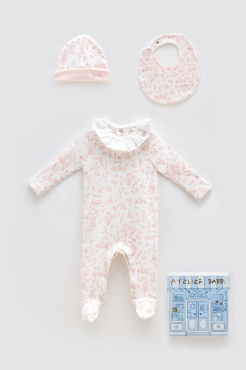 3Lü Yenidoğan Seti - Toile De Jouy / Pembe