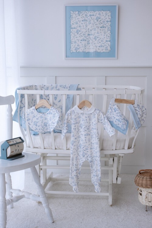 5li Yenidoğan Seti - Toile De Jouy / Mavi