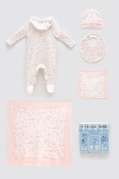 5'Li Yenidoğan Seti - Toile De Jouy / Pembe