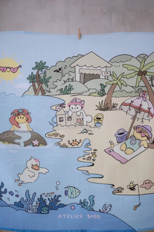 Çift Katlı Müslin Bebek Örtüsü - Sahil
