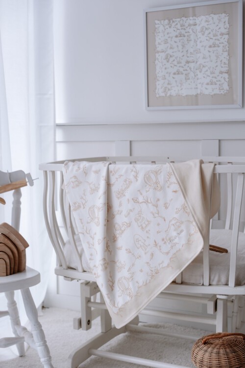 Çift Taraflı Bebek Battaniyesi - Toile De Jouy / Bej
