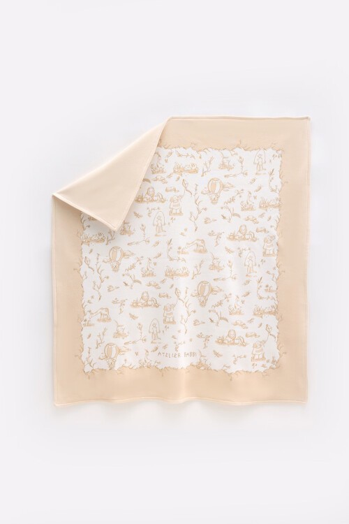 Çift Taraflı Bebek Battaniyesi - Toile De Jouy / Bej
