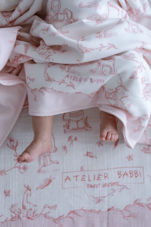 Çift Taraflı Bebek Battaniyesi - Toile De Jouy / Pembe
