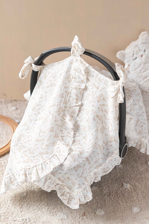 Puset Örtüsü - Toile De Jouy / Bej