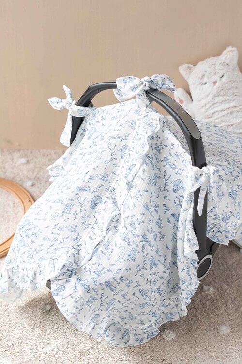Puset Örtüsü - Toile De Jouy / Mavi