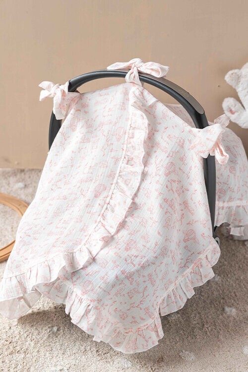 Puset Örtüsü - Toile De Jouy / Pembe