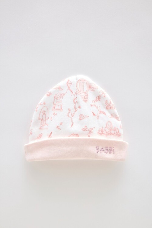 Yenidoğan Şapka - Toile De Jouy / Pembe