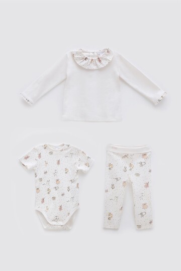 3Lü Body & Pantolon & T-Shirt Seti - Theatre / Pembe