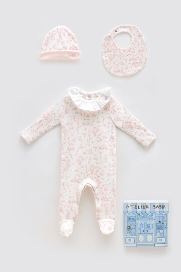3Lü Yenidoğan Seti - Toile De Jouy / Pembe