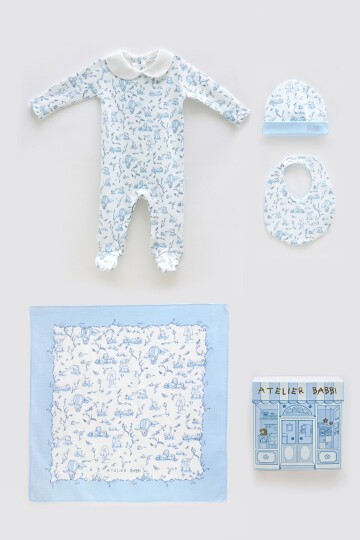4lü Yenidoğan Seti - Toile De Jouy / Mavi