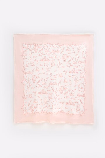 Çift Taraflı Bebek Battaniyesi - Toile De Jouy / Pembe