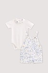 Salopet & Nakışlı Body Seti - Toile De Jouy / Mavi